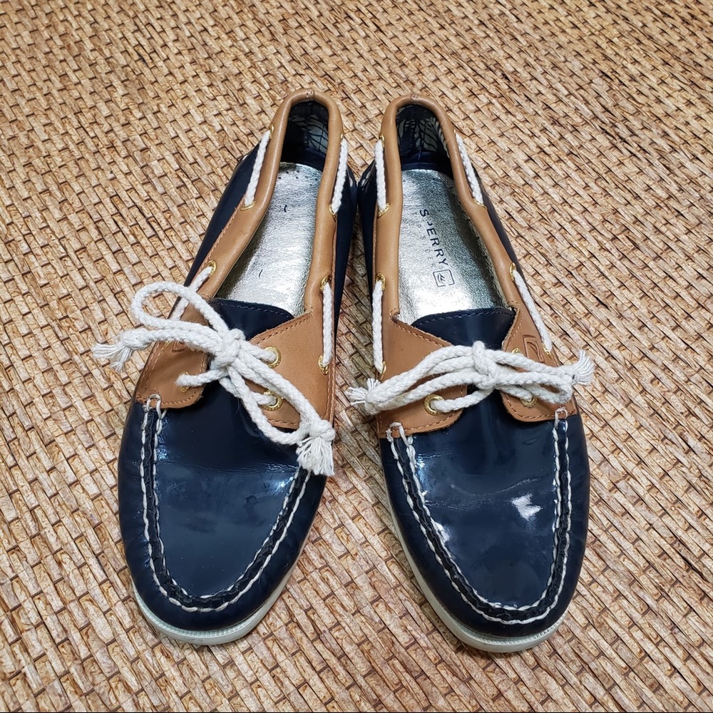 Sperry Top Sider Navy Brown Size 7.5